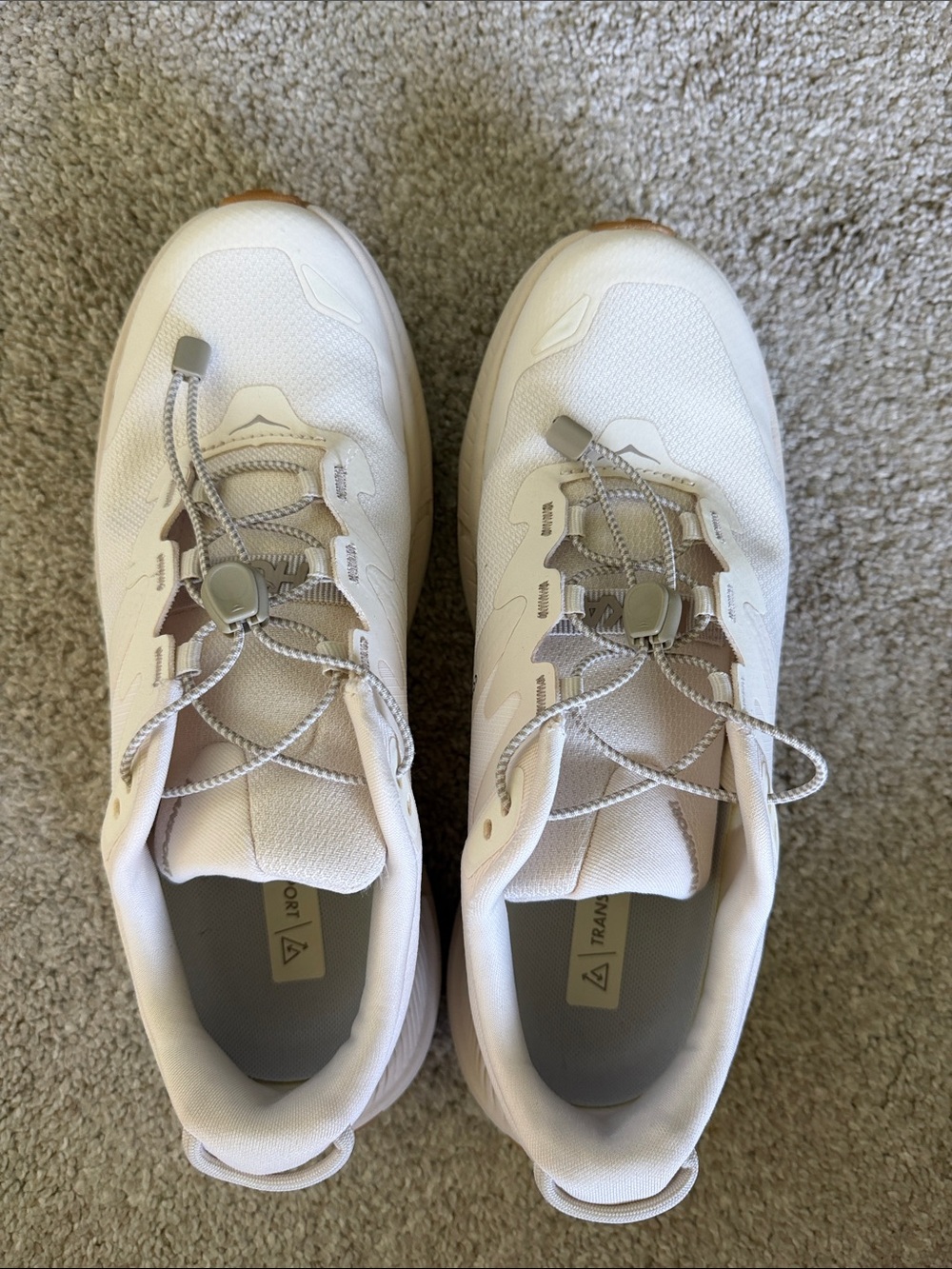Hoka Transport Women's White Athletic Sneakers with Toggle Lacing